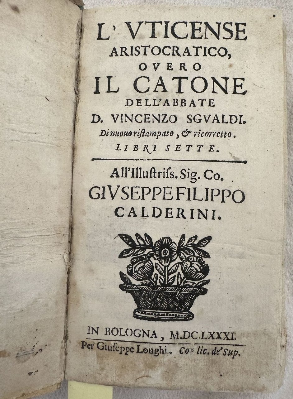 L'UTICENSE ARISTOCRATICO OVERO IL CATONE | Immagine principale