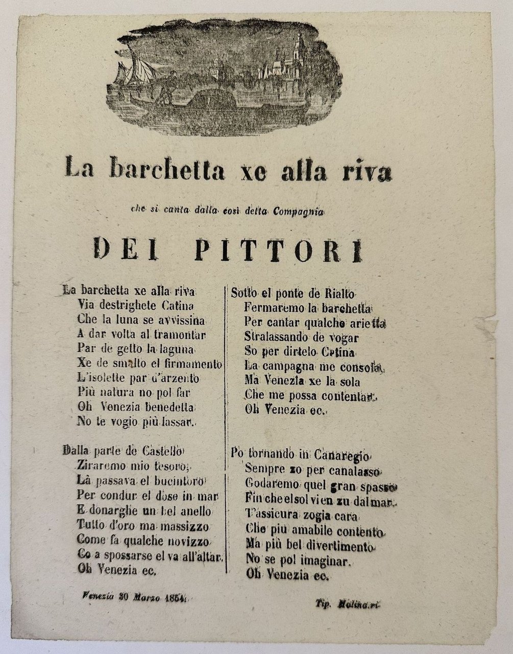 LA BARCHETTA XE ALLA RIVA CHE SI CANTA DALLA COSI …