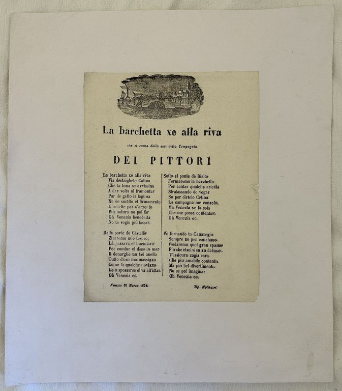 LA BARCHETTA XE ALLA RIVA CHE SI CANTA DALLA COSI …