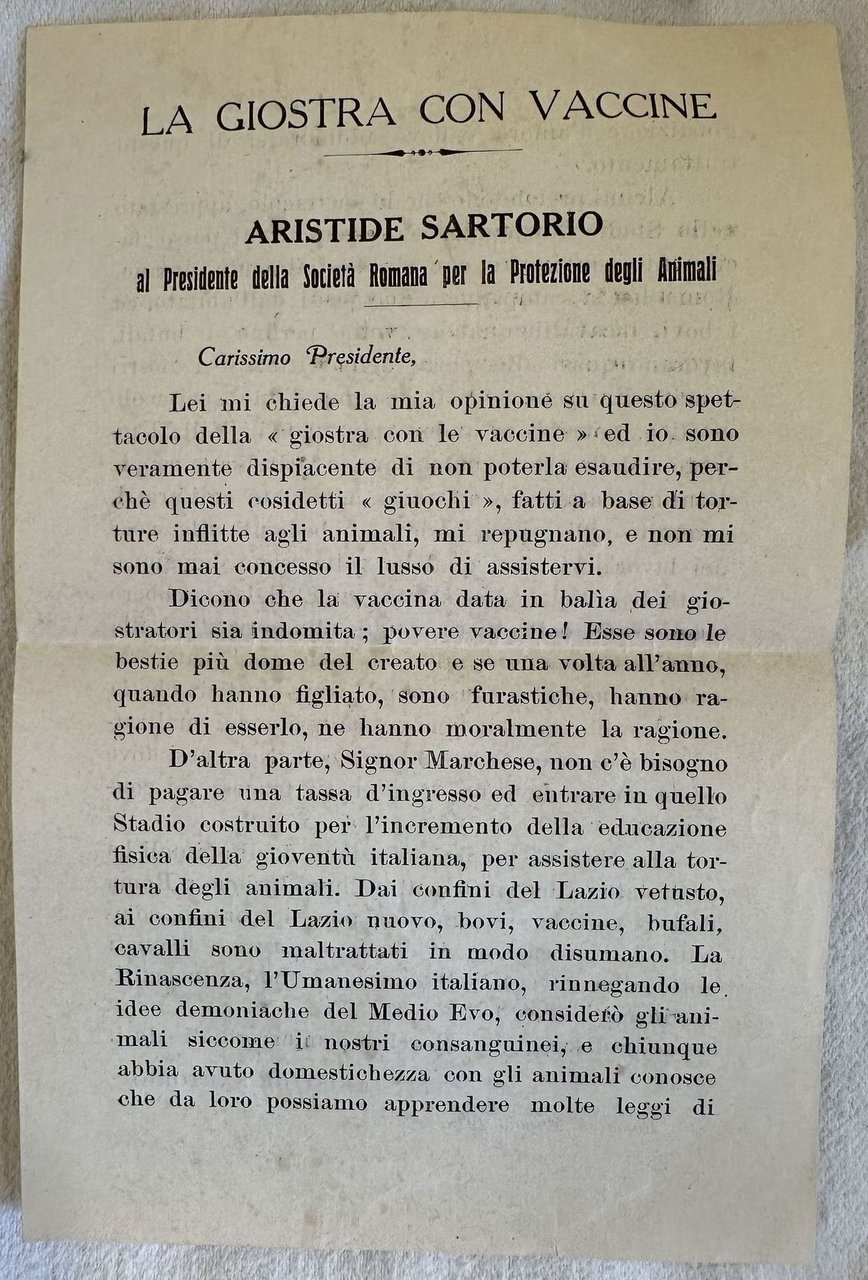 LA GIOSTRA CON VACCINE AL PRESEIDENTE DELLA SOCIETA ROMANA PER …