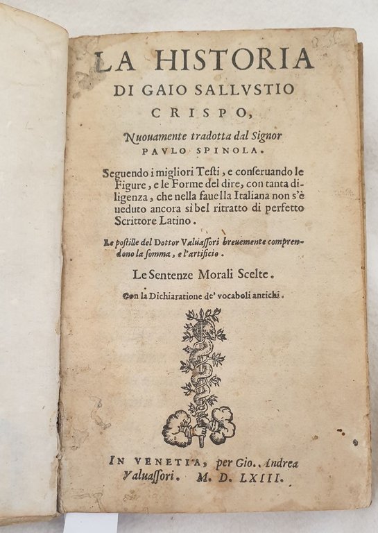 LA HISTORIA DI GAIO SALLUSTIO CRISPO NUOVAMENTE TRADOTTA DAL SIGNOR …