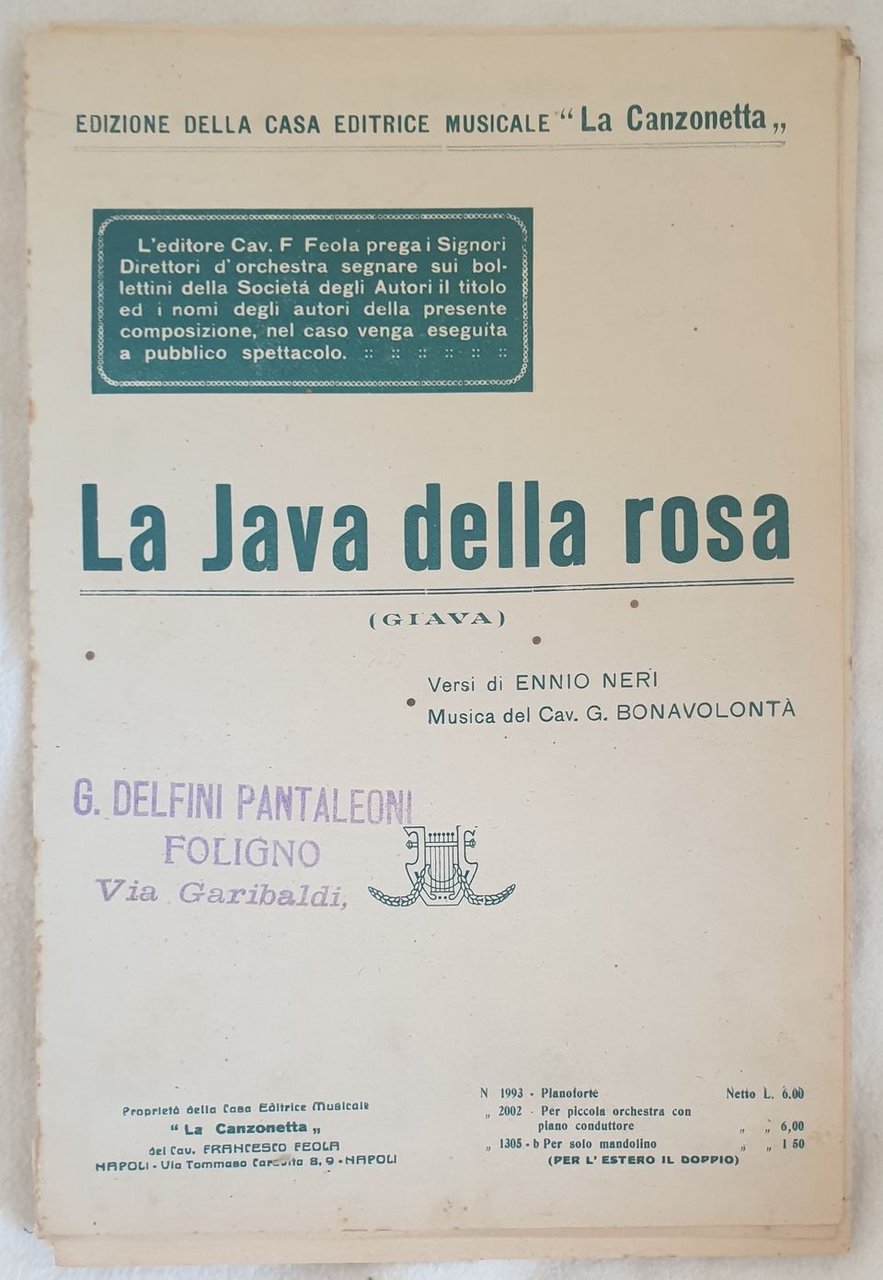 LA JAVA DELLA ROSA (GIAVA)