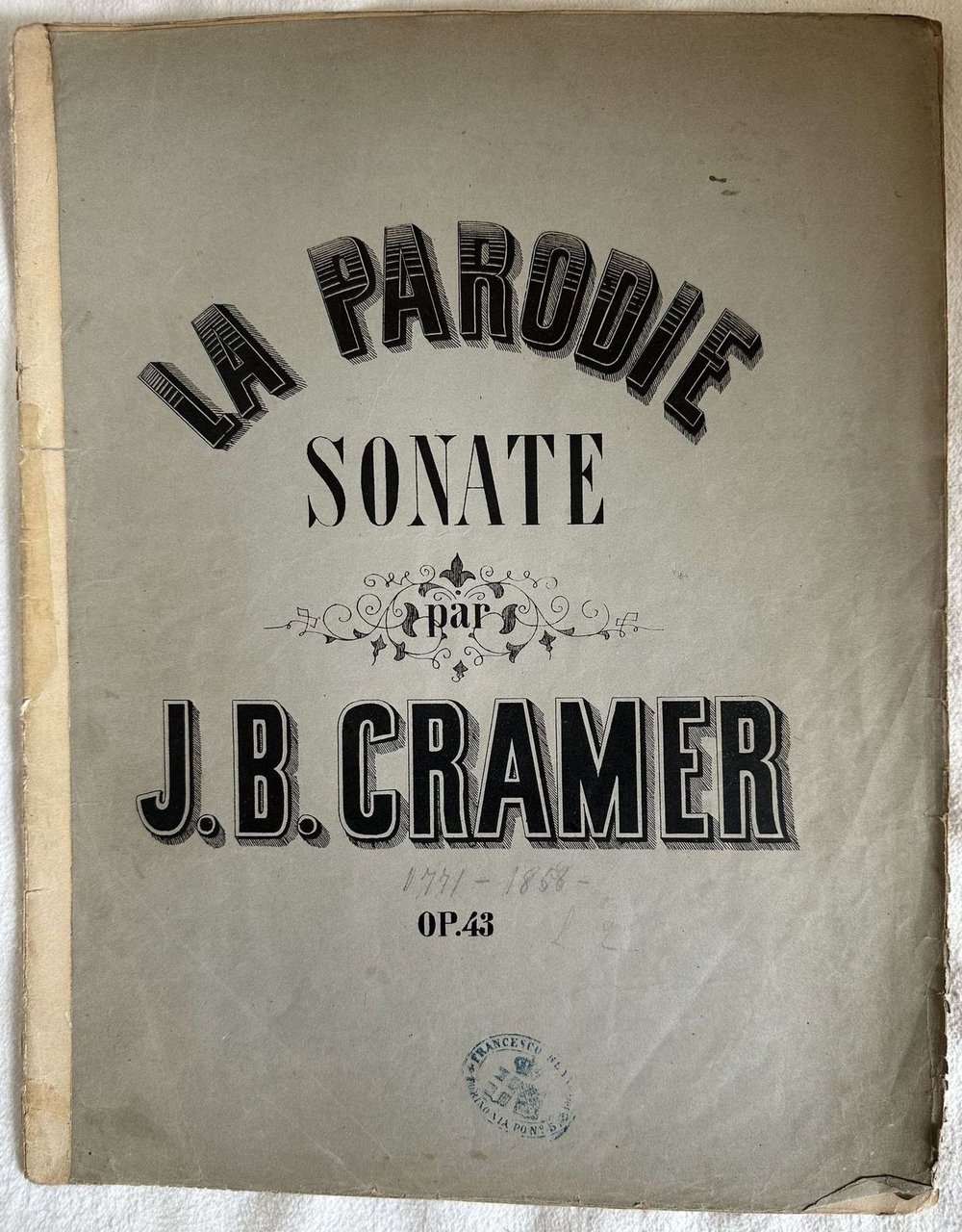 LA PARODIE SONATE POUR PIANOFORTE PAR J. B. CRAMER OP. …