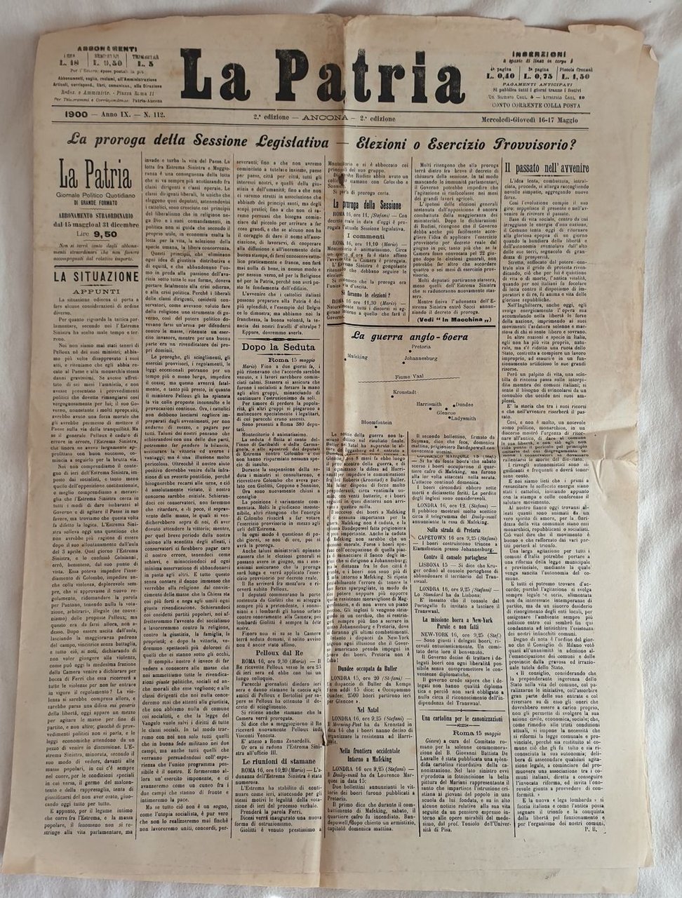 LA PATRIA 1900 - ANNO IX - N. 112 - …