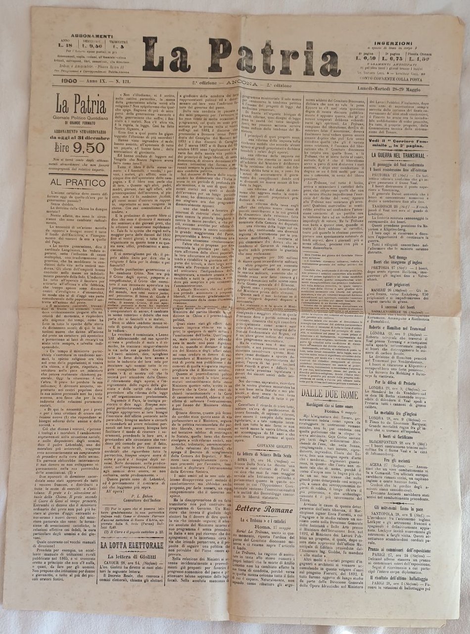 LA PATRIA 1900 - ANNO IX - N. 121 - …