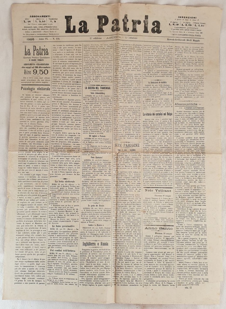 LA PATRIA 1900 - ANNO IX - N. 123 -MERCOLEDI …