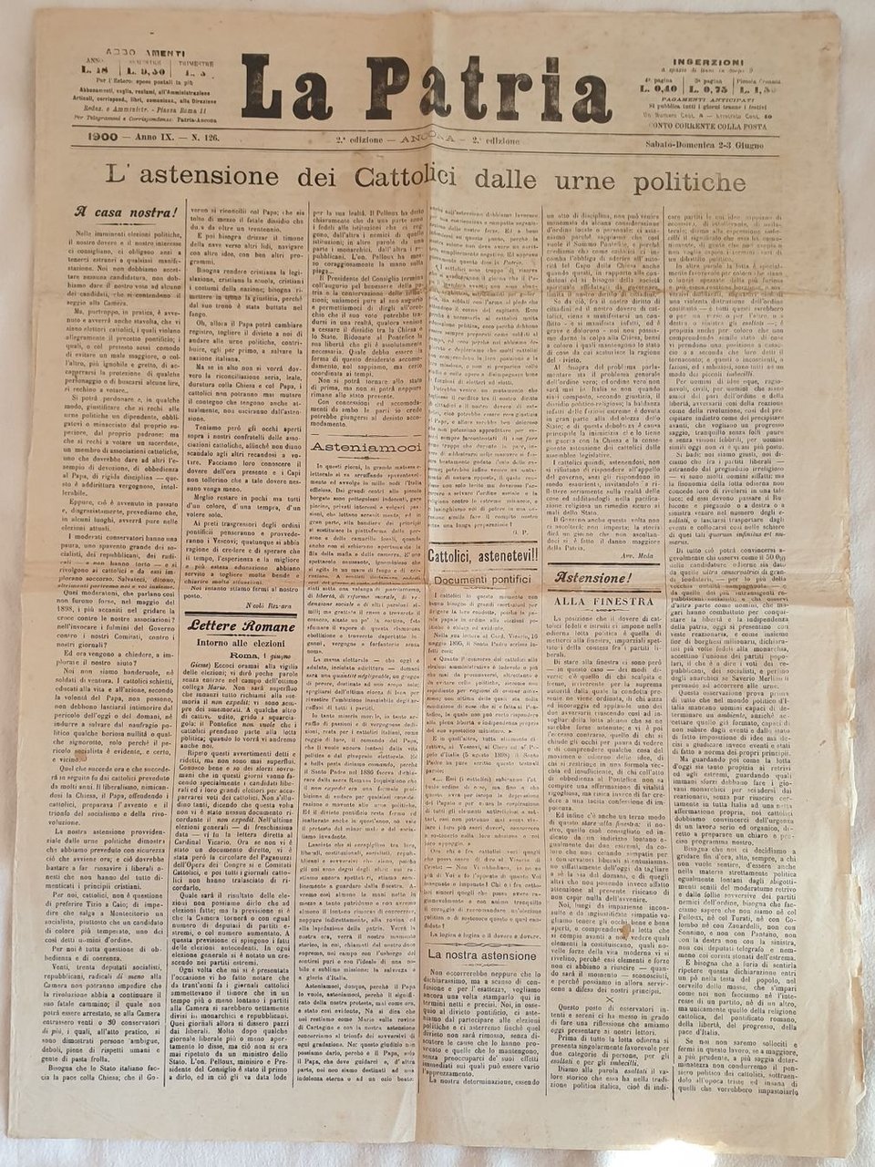LA PATRIA 1900 - ANNO IX - N. 126 - …