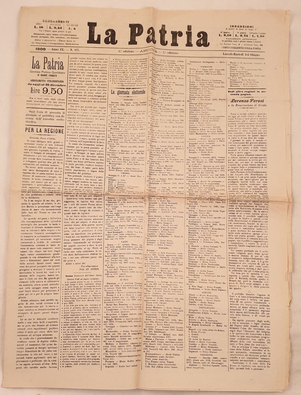 LA PATRIA 1900 - ANNO IX - N. 127 - …