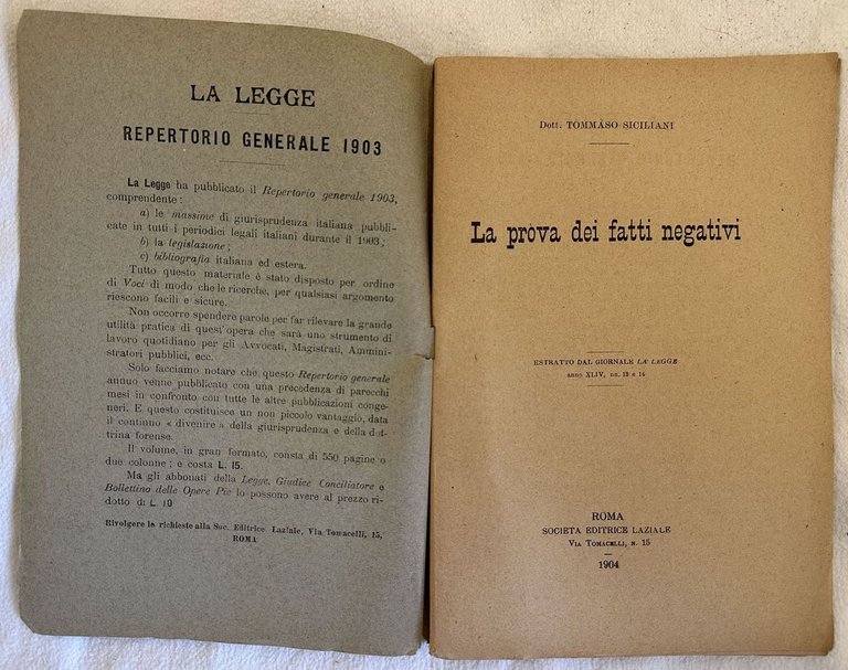 LA PROVA DEI FATTI NEGATIVI ESTRATTO DAL GIORNALE LA LEGGE …