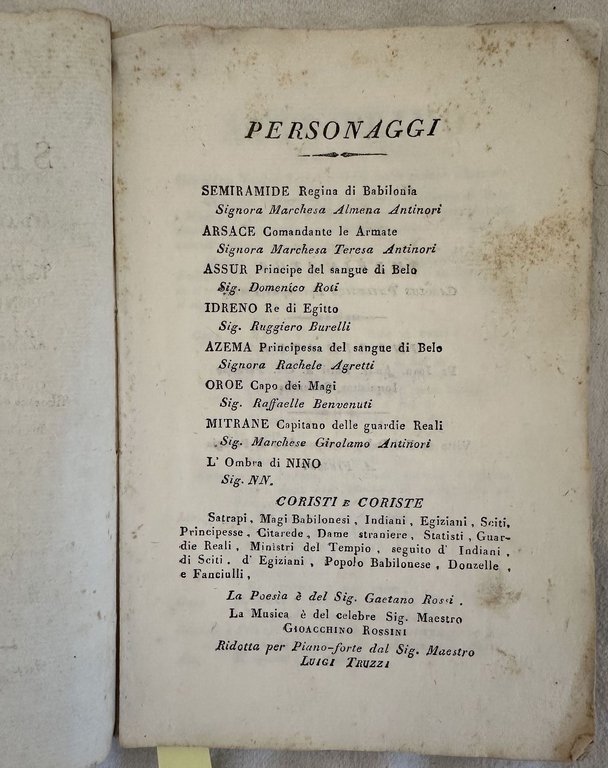 LA SEMIRAMIDE MELO DRAMMA TRAGICO DA CANTARSI IN PERUGIA IN …