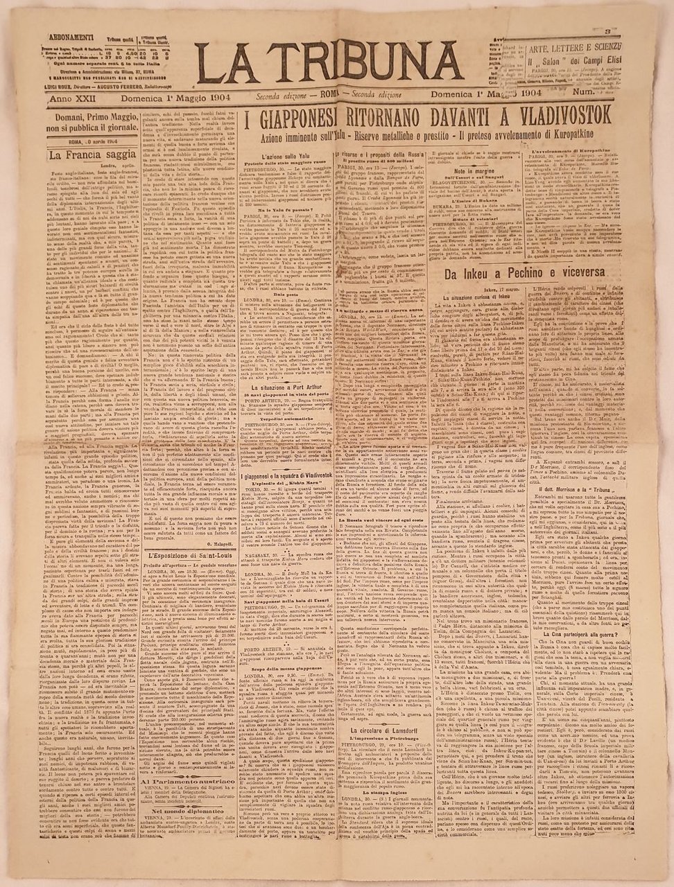 LA TRIBUNA DOMENICA 1 MAGGIO 1904