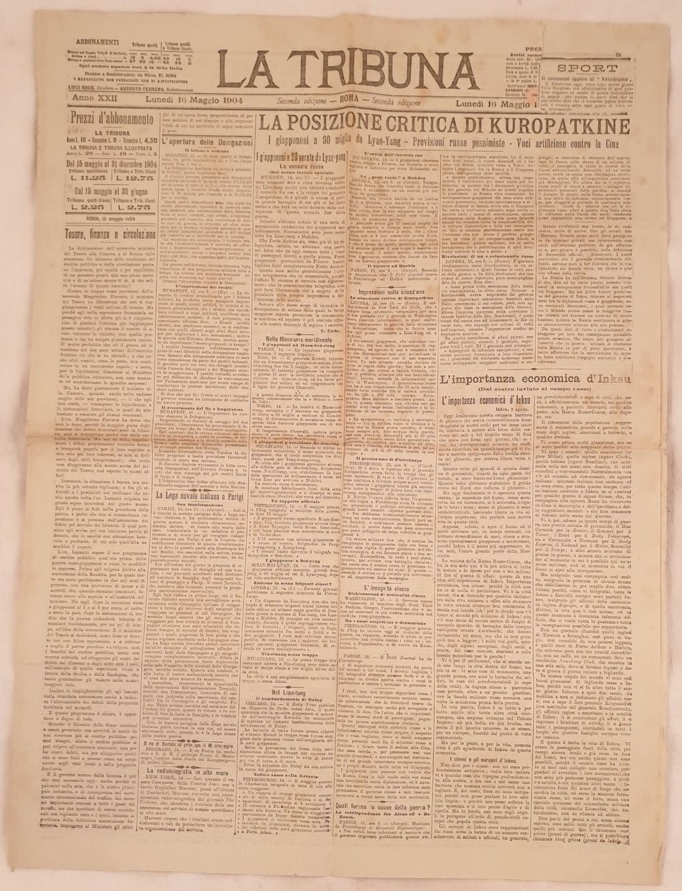 LA TRIBUNA DOMENICA 16 MAGGIO 1904