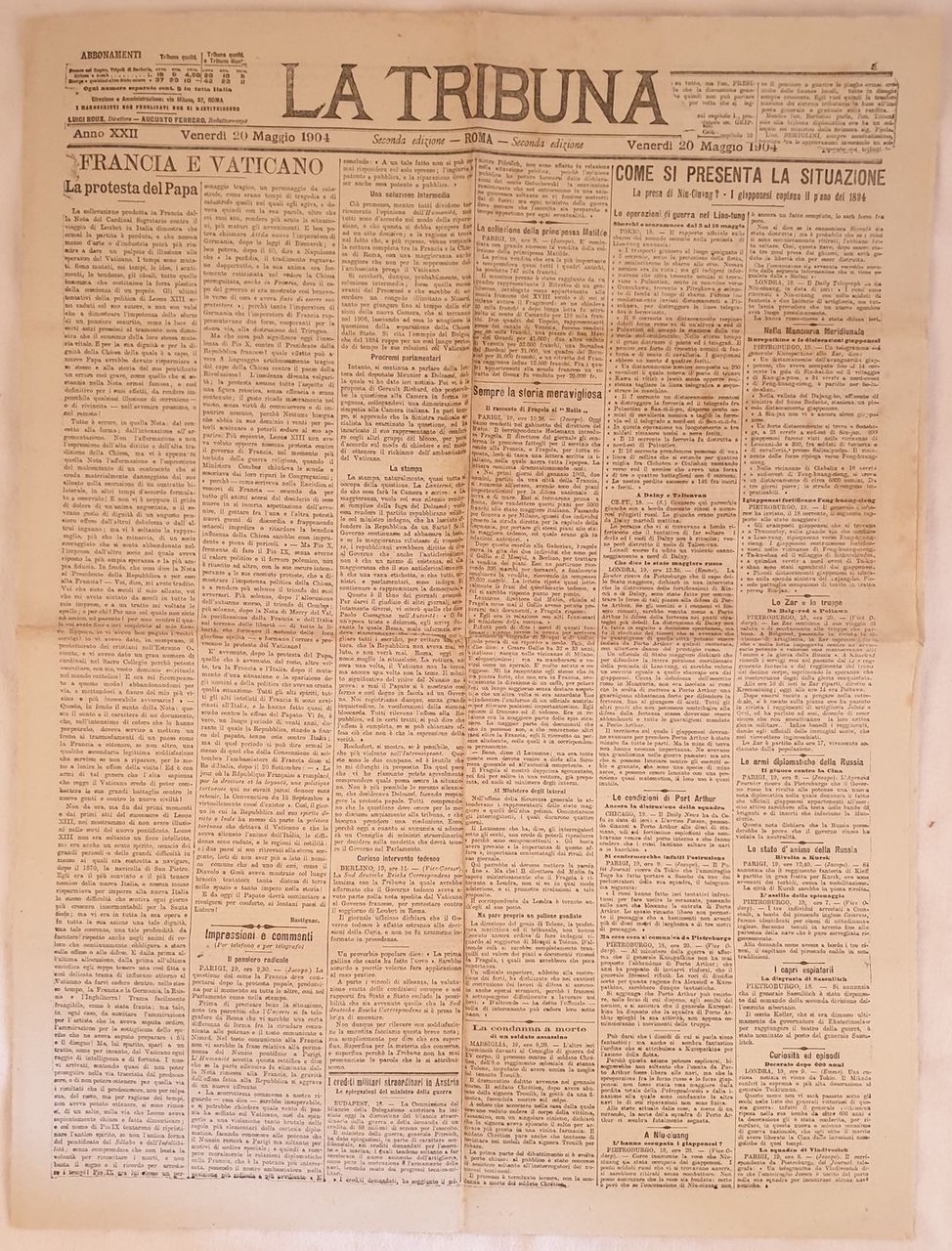 LA TRIBUNA GIOVEDI 20 MAGGIO 1904