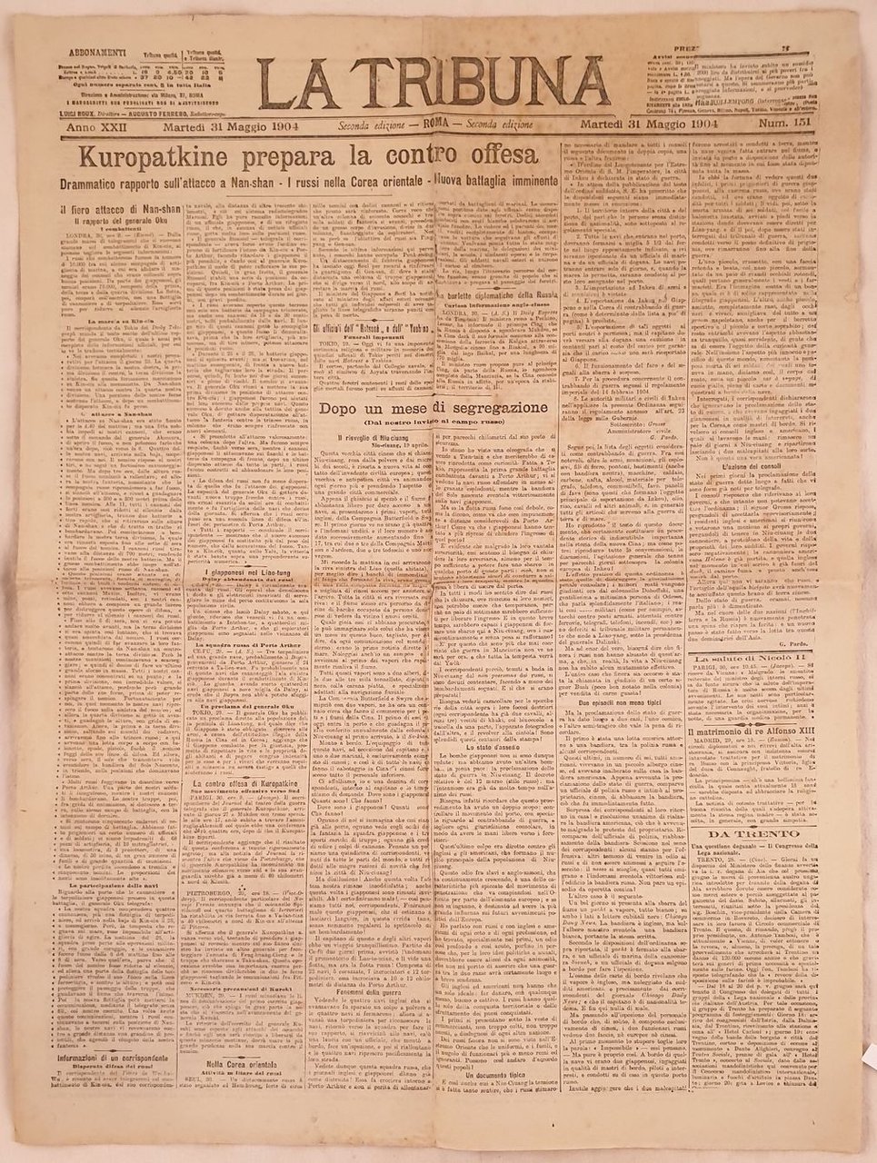 LA TRIBUNA MARTEDI 31 MAGGIO 1904