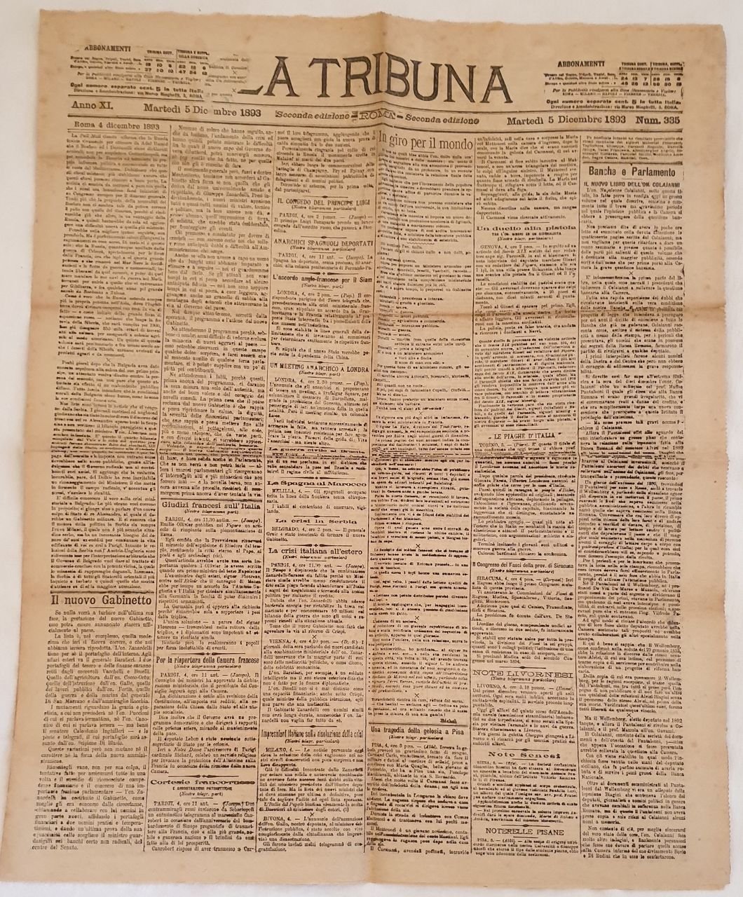 LA TRIBUNA MARTEDI 5 DICEMBRE 1893