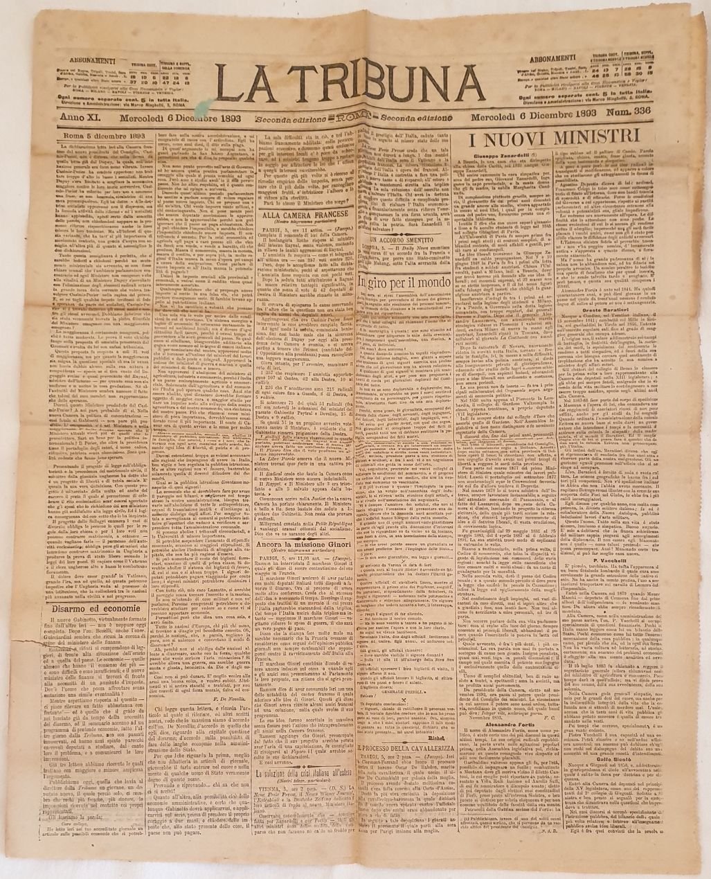 LA TRIBUNA MERCOLEDI 6 DICEMBRE 1893