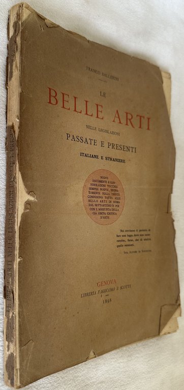 LE BELLE ARTI NELLE LEGISLAZIONI PASSATE E PRESENTI ITALIANE E …