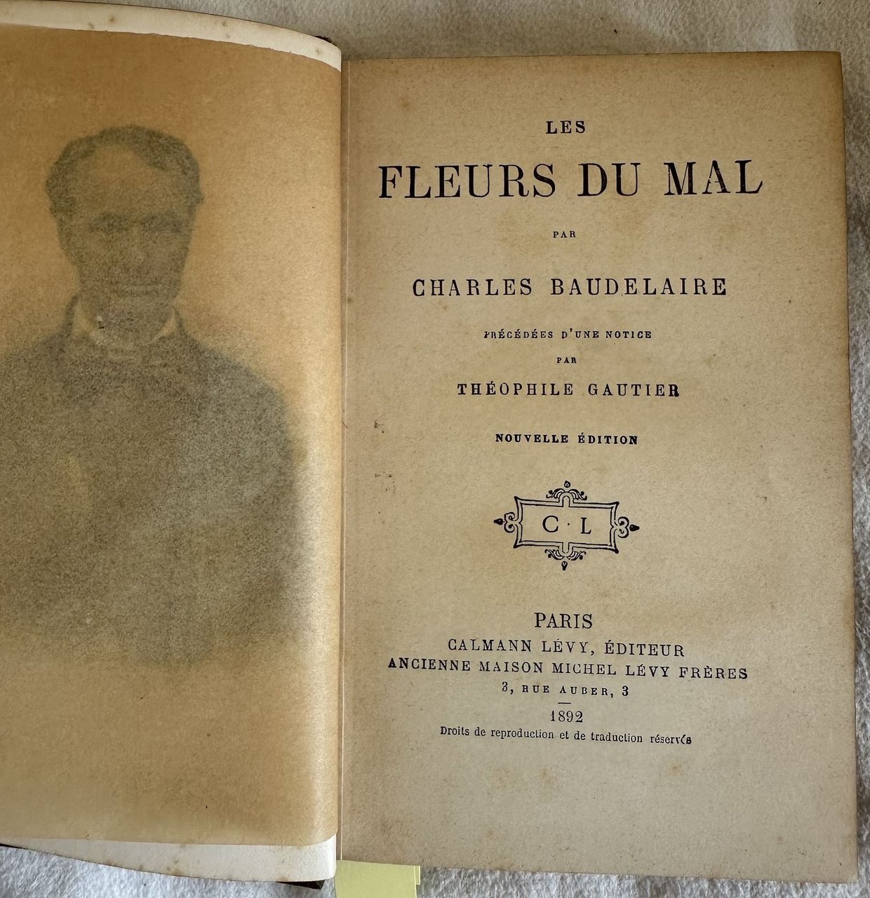 LES FLEURS DU MAL PRECEDES D'UNE NOTICE PAR THEOPHILE GAUTIER