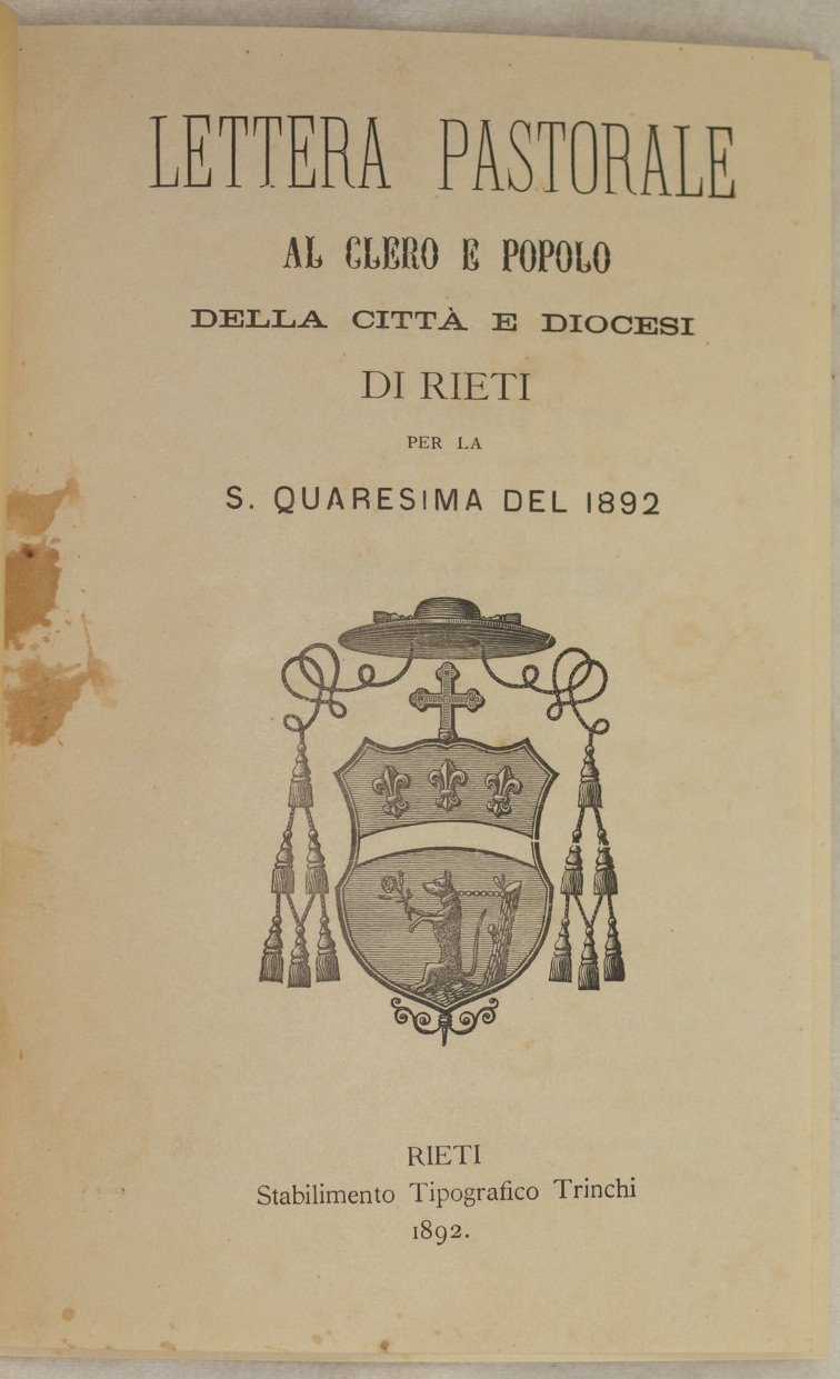 LETTERA PASTORALE AL CLERO E POPOLO DELLA CITTA E DIOCESI …