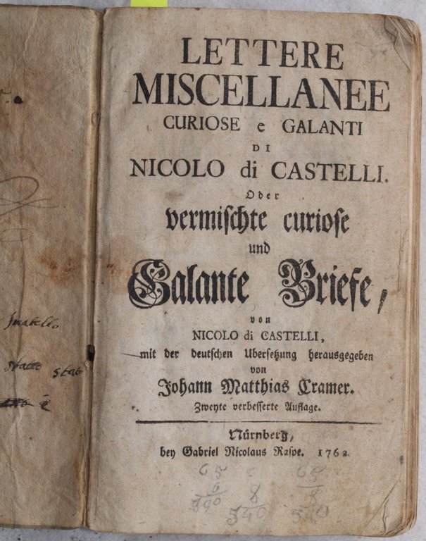 LETTERE MISCELLANEE CURIOSE E GALANTI