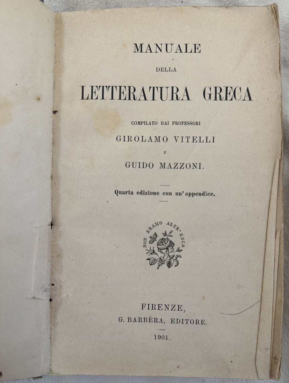 MANUALE DELLA LETTERATURA GRECA