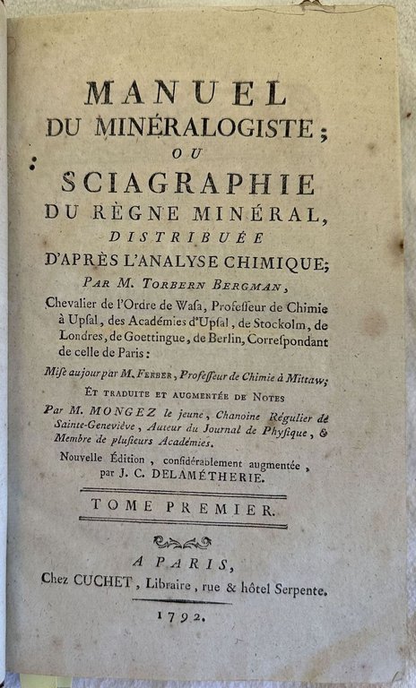 MANUEL DI MINERALOGISTE OU SCIAGRAPHIE DU REGNE MINERAL DISTRIBUEE D'APRES … | Immagine Gallery 2