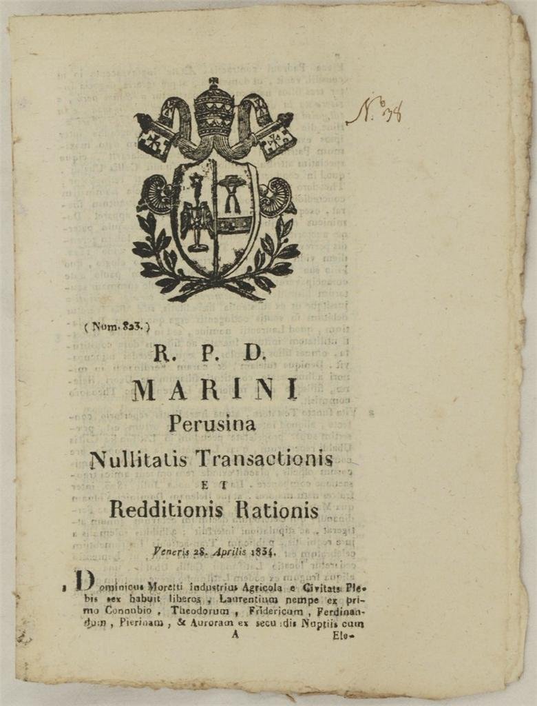 MARINI PERUSINA NULLITATIS TRANSACTIONIS ET REDDITIONIS RATIONIS VENERIS 28 APRILIS …