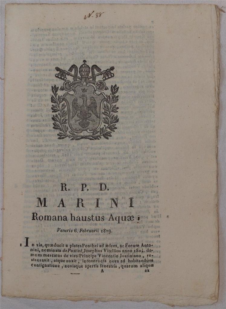 MARINI ROMANA HAUSTUS AQUAE VENERIS 6 FEBRUARII 1829