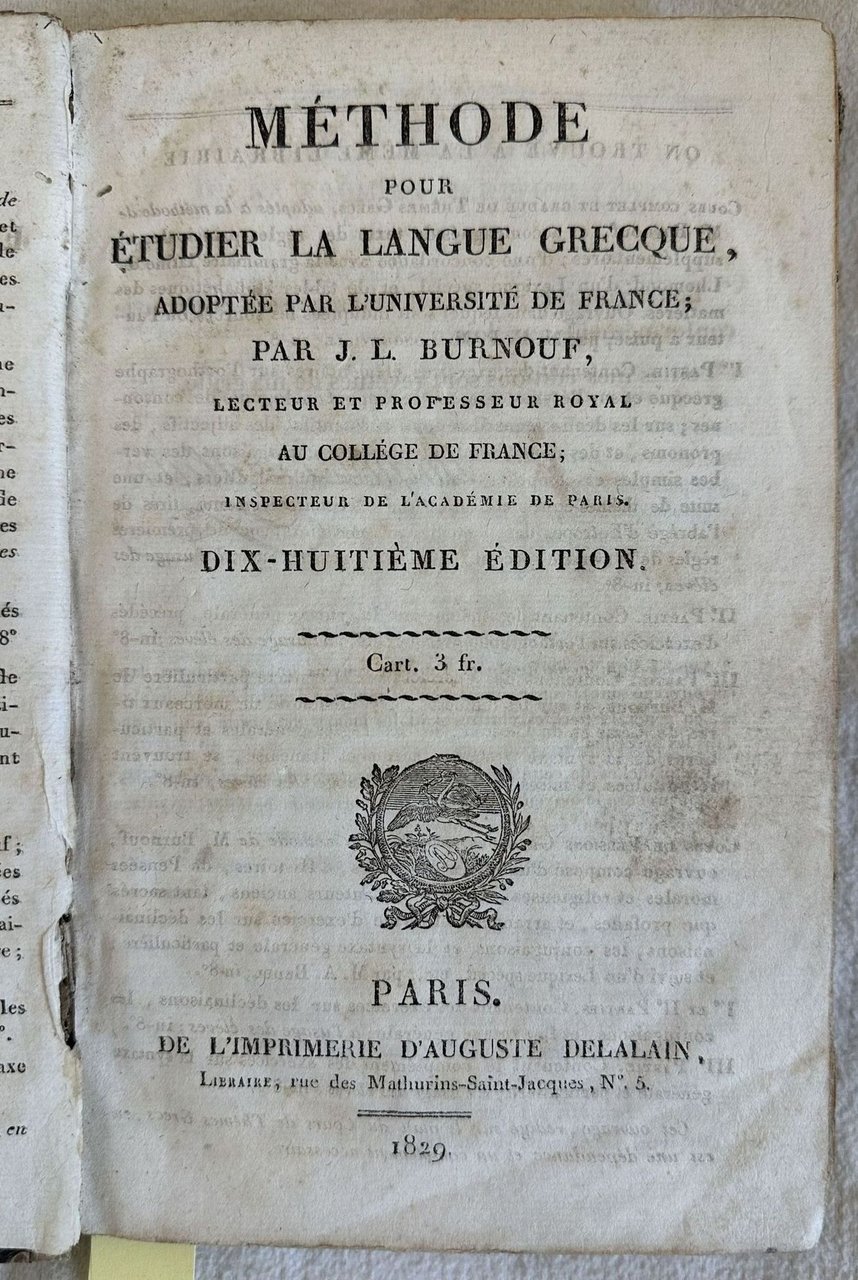 METHODE POUR ETUDIER LA LANGUE GRECQUE ADOPTEE PAR L'UNIVERSITE DE … | Immagine principale