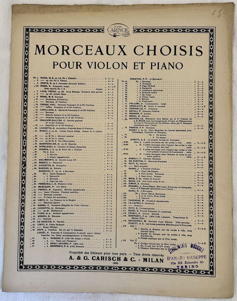 MORCEAUX CHOISIS POUR VIOLON ET PIANO GOUNOD CHARLES MEDITATION (AVE …