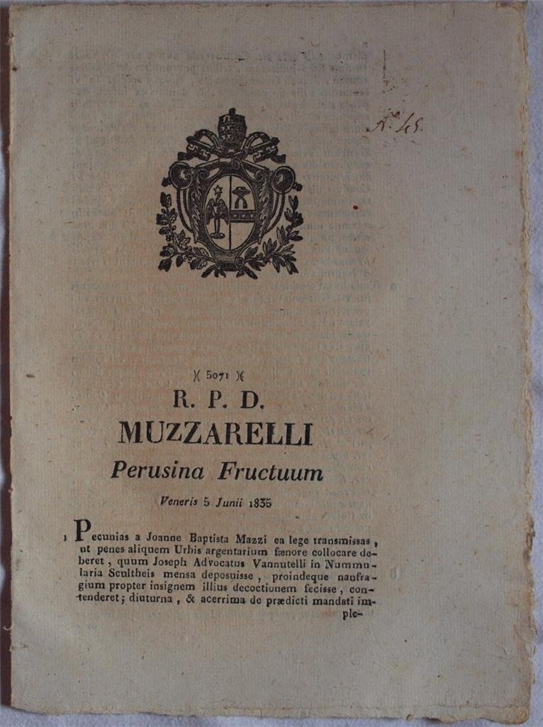 MUZZARELLI PERUSINA FRUCTUUM VENERIS 5 JUNII 1835