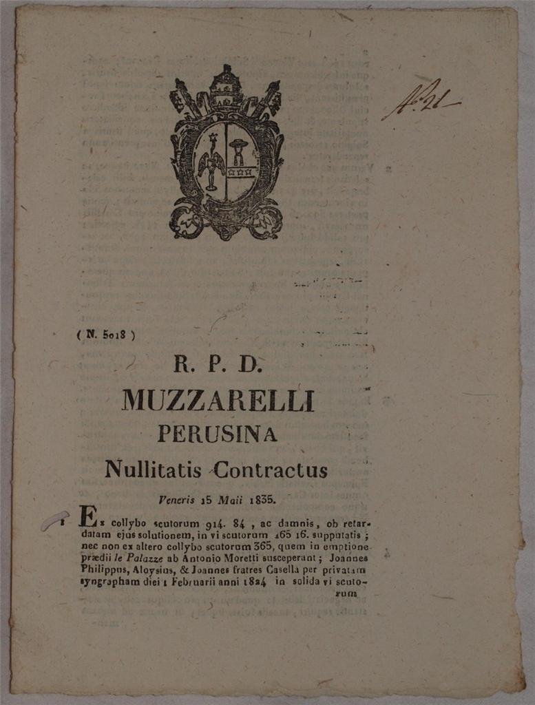 MUZZARELLI PERUSINA NULLITATIS CONTRACTUS VENERIS 15 MAII 1835