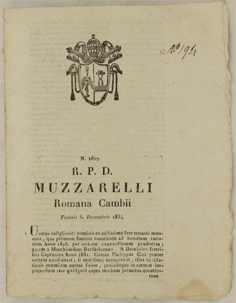 MUZZARELLI ROMANA CAMBII VENERIS 5 DECEMBRIS 1834