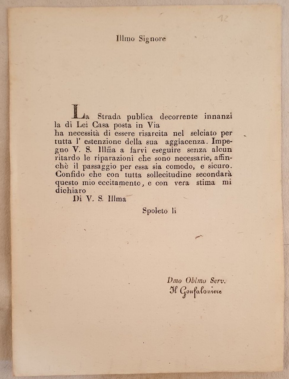 NOTIFICAZIONE SPOLETO IL GONFALONIERE | Immagine principale
