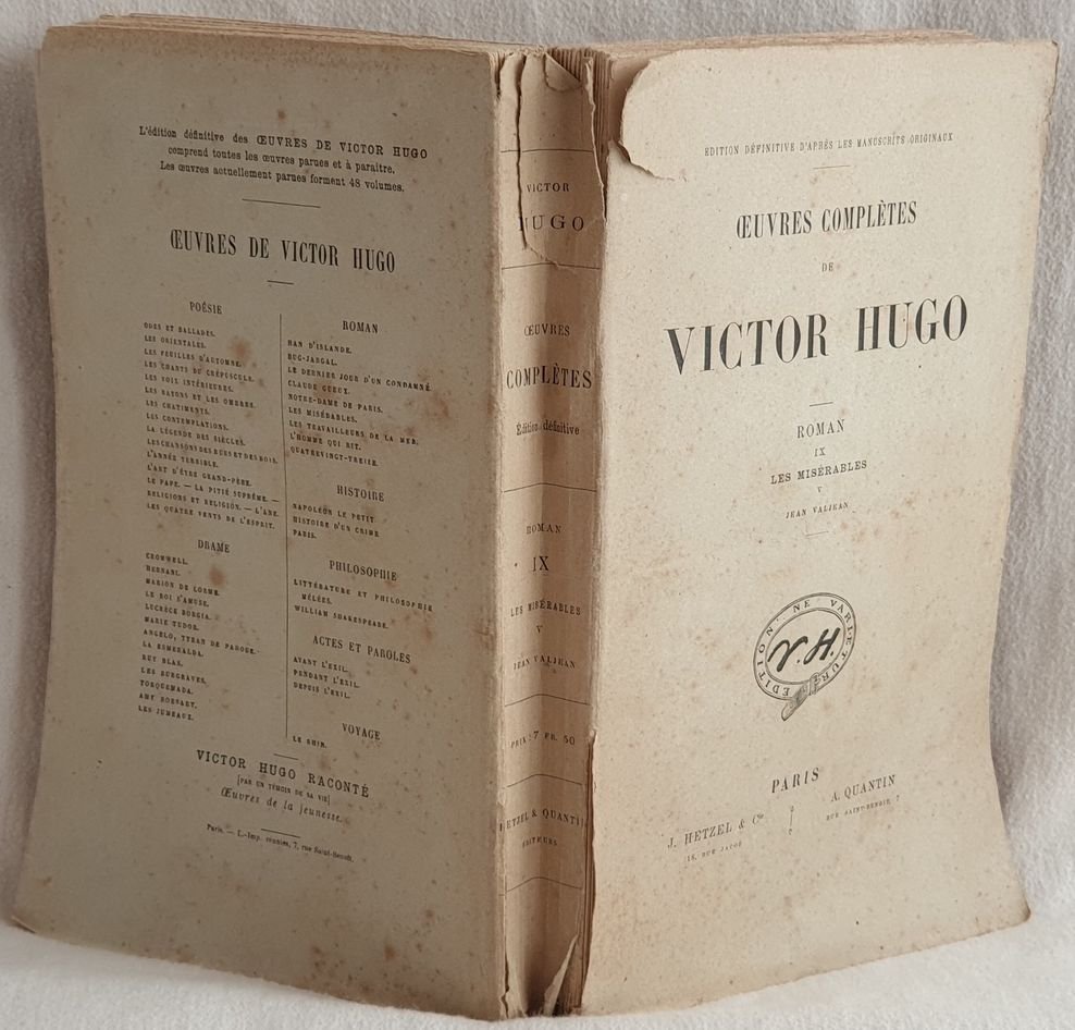 OEUVRES COMPLETES DE VICTOR HUGO ROMAN IX LES MISERABLES V …