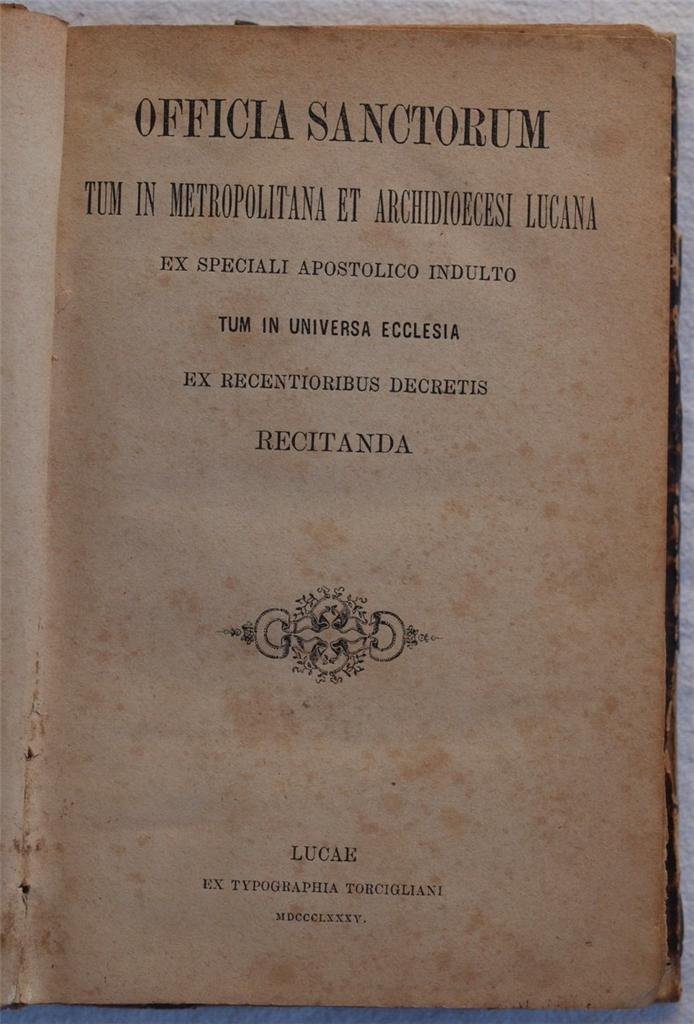 OFFICIA SANCTORUM TUM IN METROPOLITANA ET ARCHIDIOCESI LUCANA EX SPECIALI … | Immagine principale