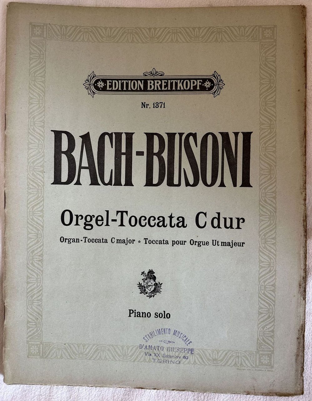 ORGEL-TOCCATA C DUR PIANO SOLO