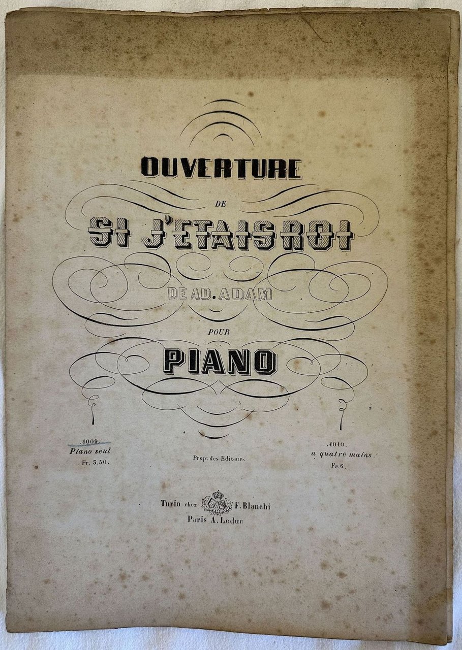 OUVERTURE DE SI J'ETAIS ROI DE AD. ADAM POUR PIANO