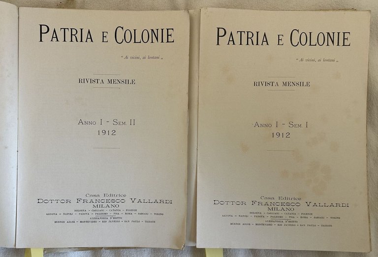 PATRIA E COLONIE RIVISTA MENSILE ANNO I SEM I SEM … | Immagine Gallery 2