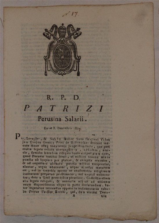 PATRIZI PERUSINA SALARII LUNOE 3 DECEMBRIS 1827
