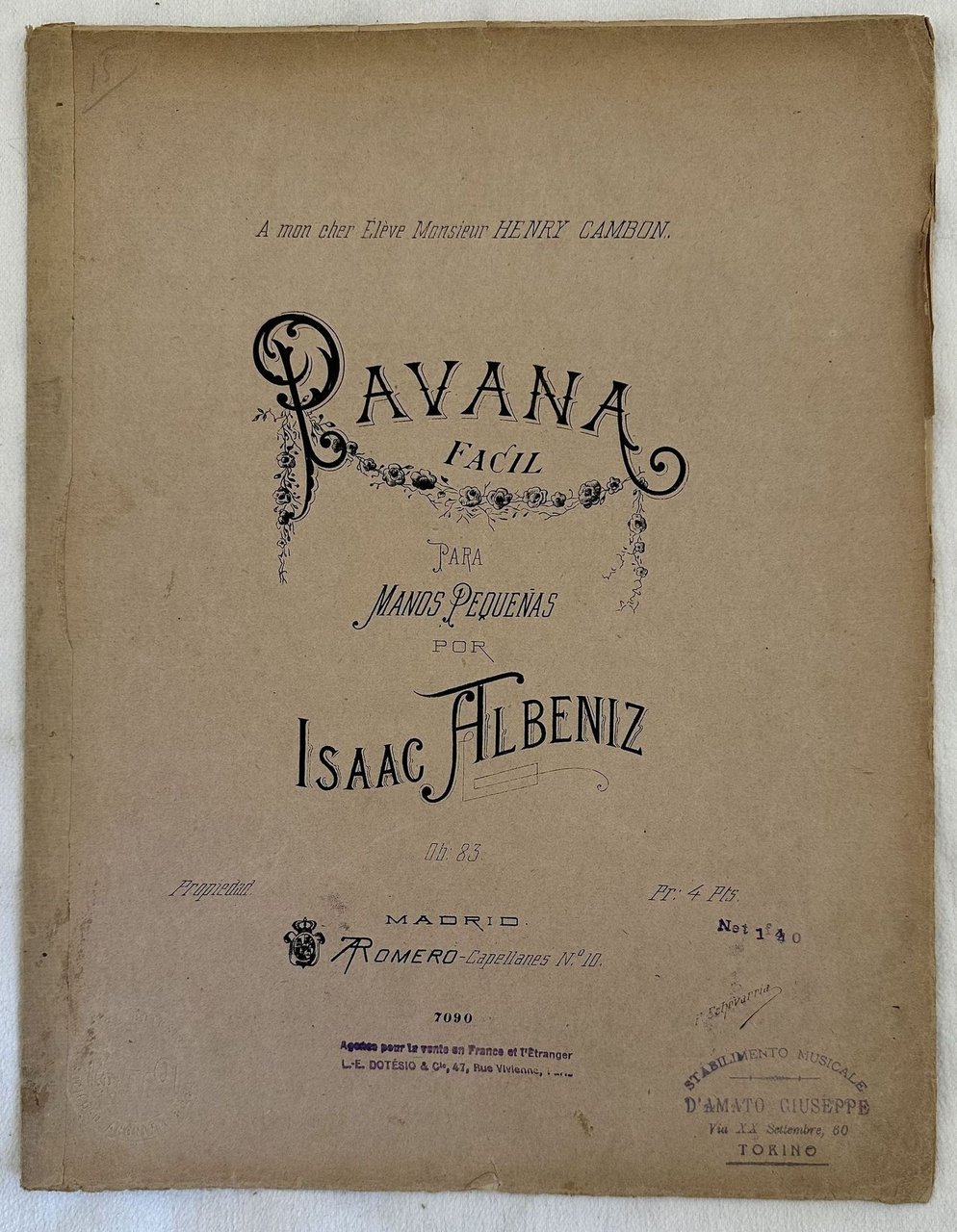 PAVANA FACIL PARA MANOS PEQUENAS OP. 83