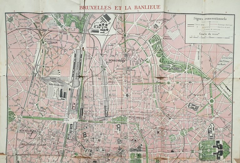 PLAN DE BRUXELLES ET LA BANLIEUE AVEC L'INDICATION DES TRAMWAYS