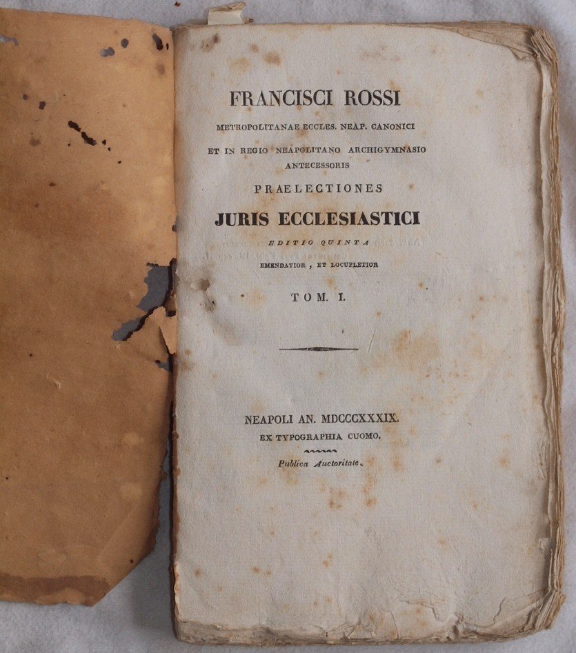 PRAELECTIONES JURIS ECCLESIASTICI EDITIO QUINTA EMENDATIOR ET LOCUPLETIOR TOM. I