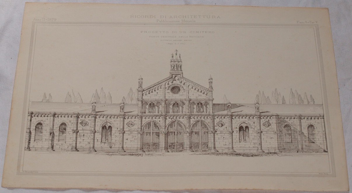 PROGETTO DI UN CIMITERO PARTE CENTRALE DELLA FACCIATA ALFREDO MELANI …