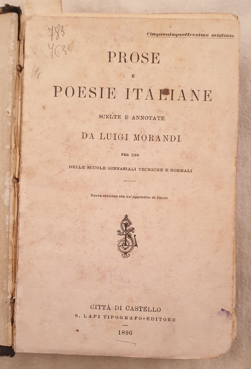 PROSE E POESIE ITALIANE SCELTE E ANNOTATE DA LUIGI MORANDI