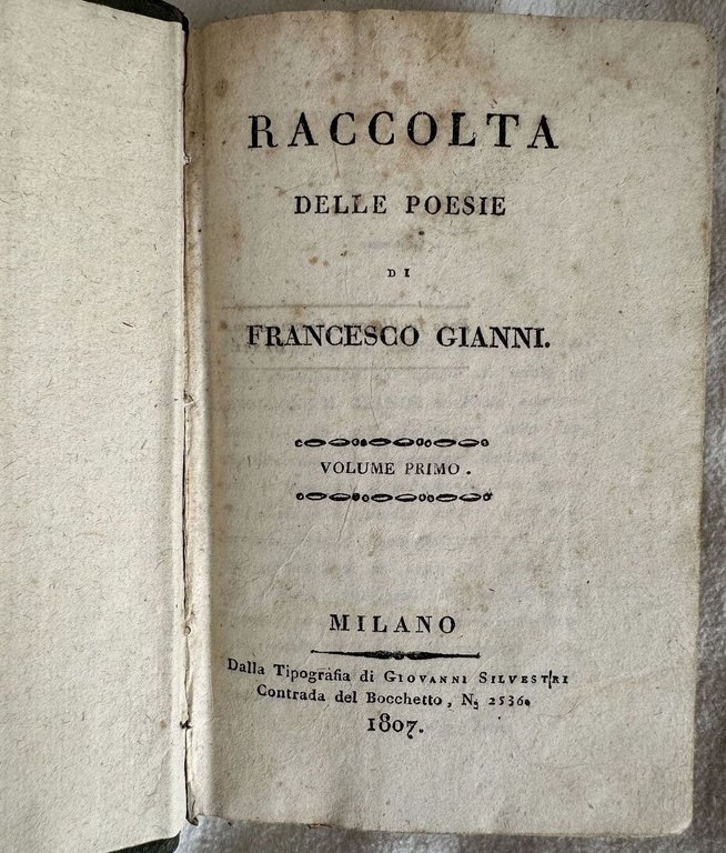 RACCOLTA DELLE POESIE DI FRANCESCO GIANNI