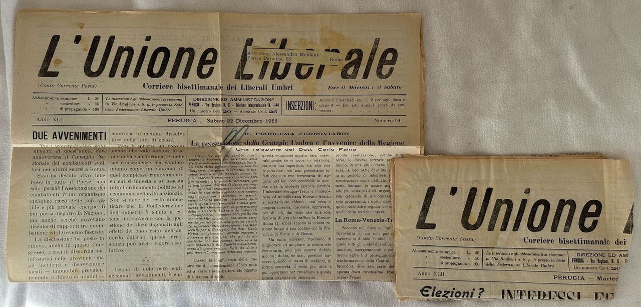 RACCOLTA DI TRE RITAGLI DI GIORNALE SU TERNI