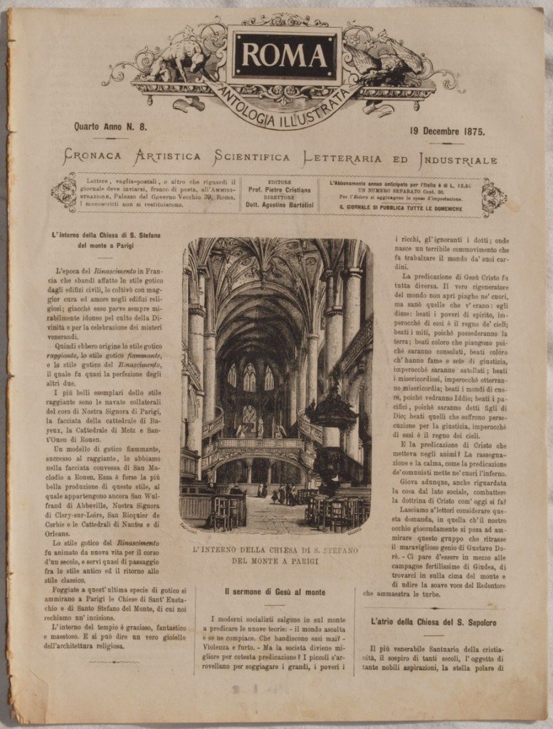 ROMA ANTOLOGIA ILLUSTRATA CRONACA ARTISTICA SCIENTIFICA LETTERARIA ED INDUSTRIALE 19 …
