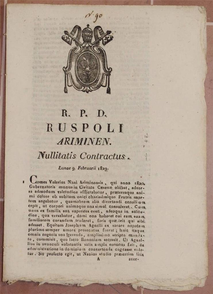 RUSPOLI ARIMINEN NULLITATIS CONTRACTUS LUNOE 9 FEBRUARII 1829