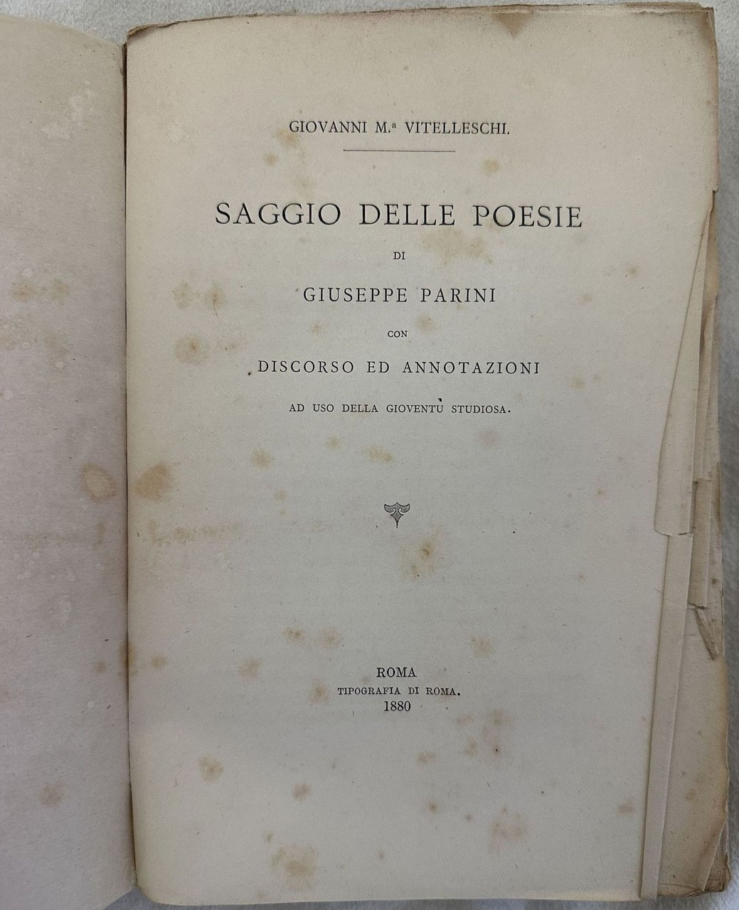 SAGGIO DELLE POESIE DI GIUSEPPE PARINI CON DISCORSO ED ANNOTAZIONI …